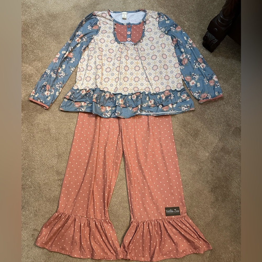 Matilda Jane Size 16 Polka Dot and  Floral Pajama Set